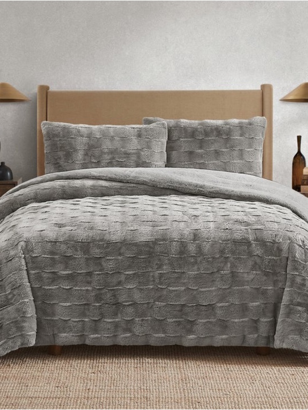 FRYE Faux Fur Comforter Set, 3-piece Set Queen size